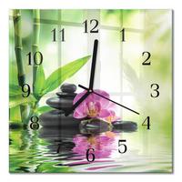 WANDUHR aus Glas 30x30 cm - Spa Orchidee - Grün, Glas (30/30/0.4cm) - TULUP