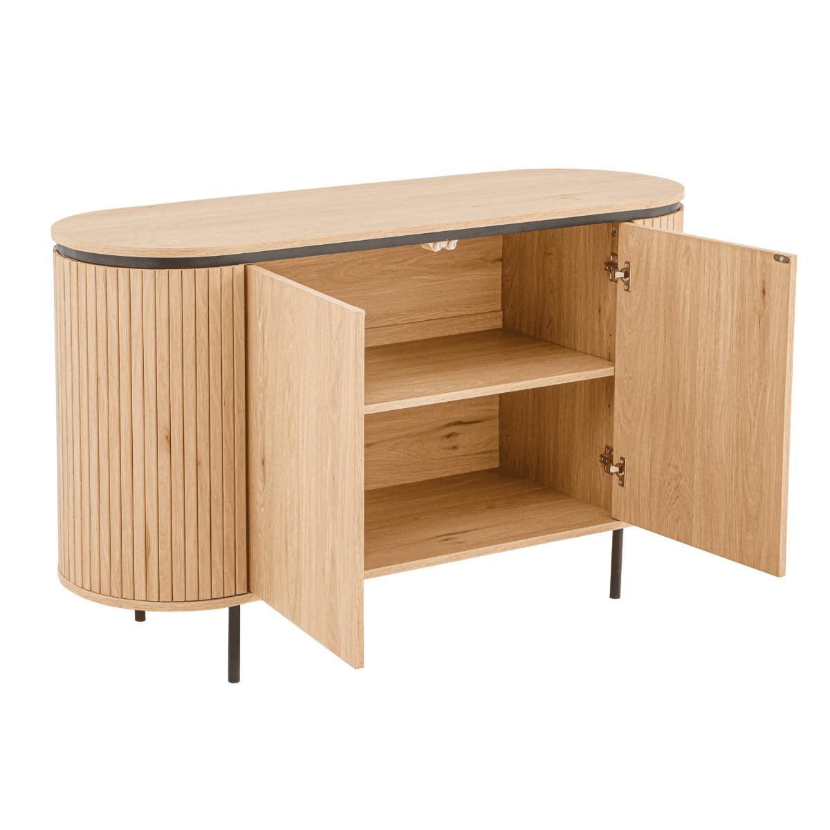 SIDEBOARD mit 2 Türen und seitlichem Rillen-Effekt malaga 40/72/120 cm - Eschefarben, Holzwerkstoff (46/72/40cm) - Calicosy
