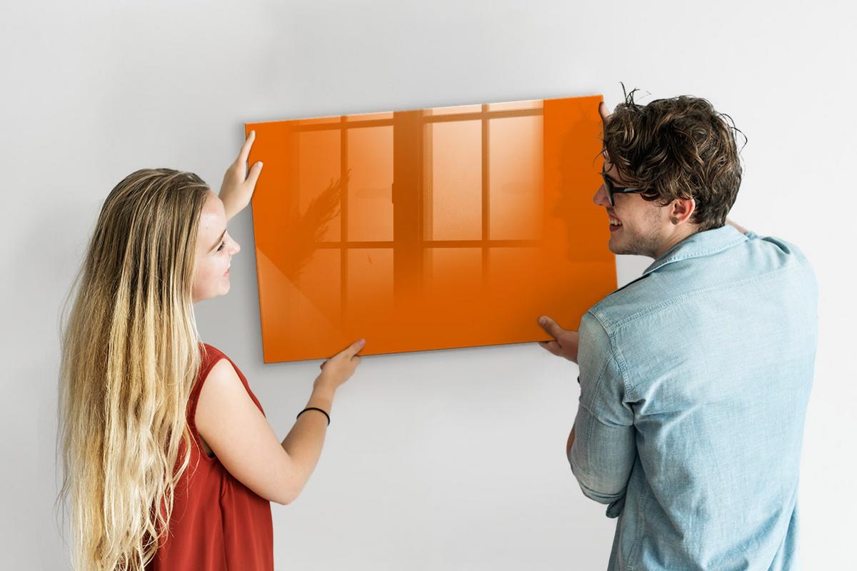 MAGNETTAFEL 90x60 Orange schwarzer Marker - Orange, Glas (90/0.4/60cm) - TULUP