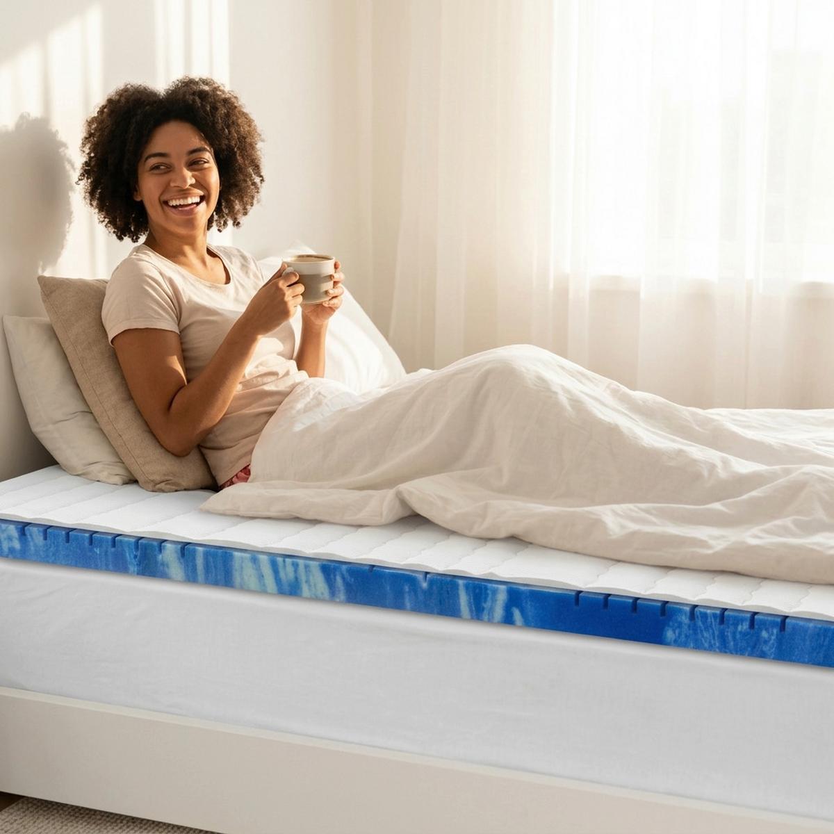 TOPPER 120x200 cm – 8 cm Gelschaum – 7 Zonen – TENCEL™ Lyocell Bezug – präzise Druckentlastung - Weiß, Textil (120/200cm) - Mister Sandman