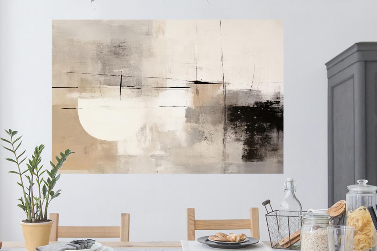 WANDTATTOO Abstrakt - Kunst - Grau Wandsticker 120x80 cm - Hellgrau, Kunststoff (120/80/0.1cm) - MuchoWow