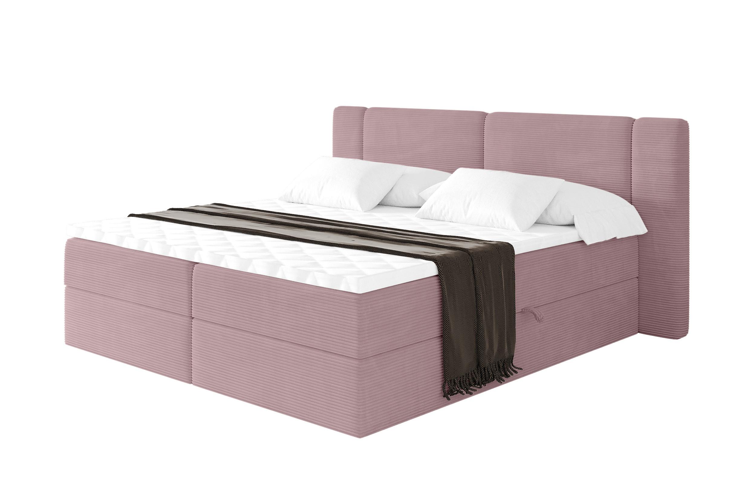 BOXBETT mit Matratze H4 - EVON - 200x200 cm Rosa - Rosa, Holzwerkstoff (200/200cm) - ALTDECOR