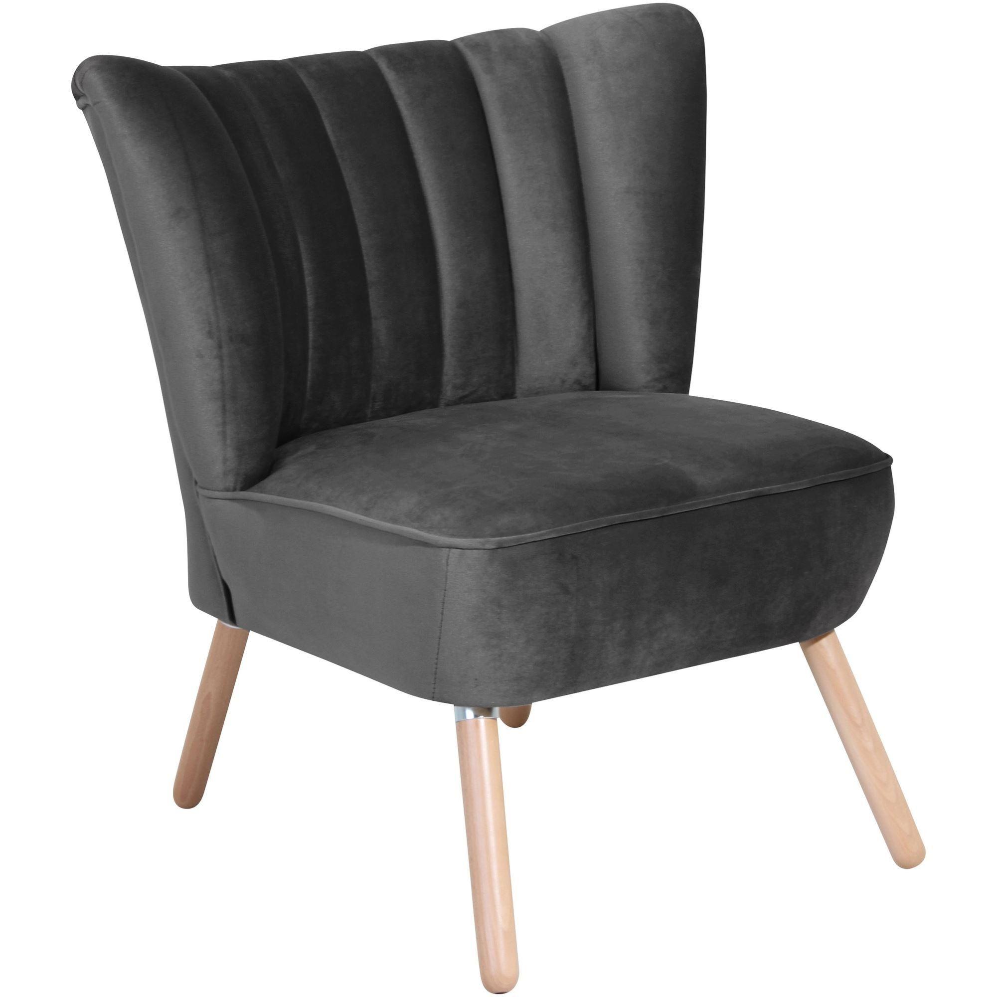 SESSEL Kadisha Bezug Samtvelours Buche natur / anthrazit - Anthrazit, Kunststoff (70/80/66cm) - 58aufmkessel