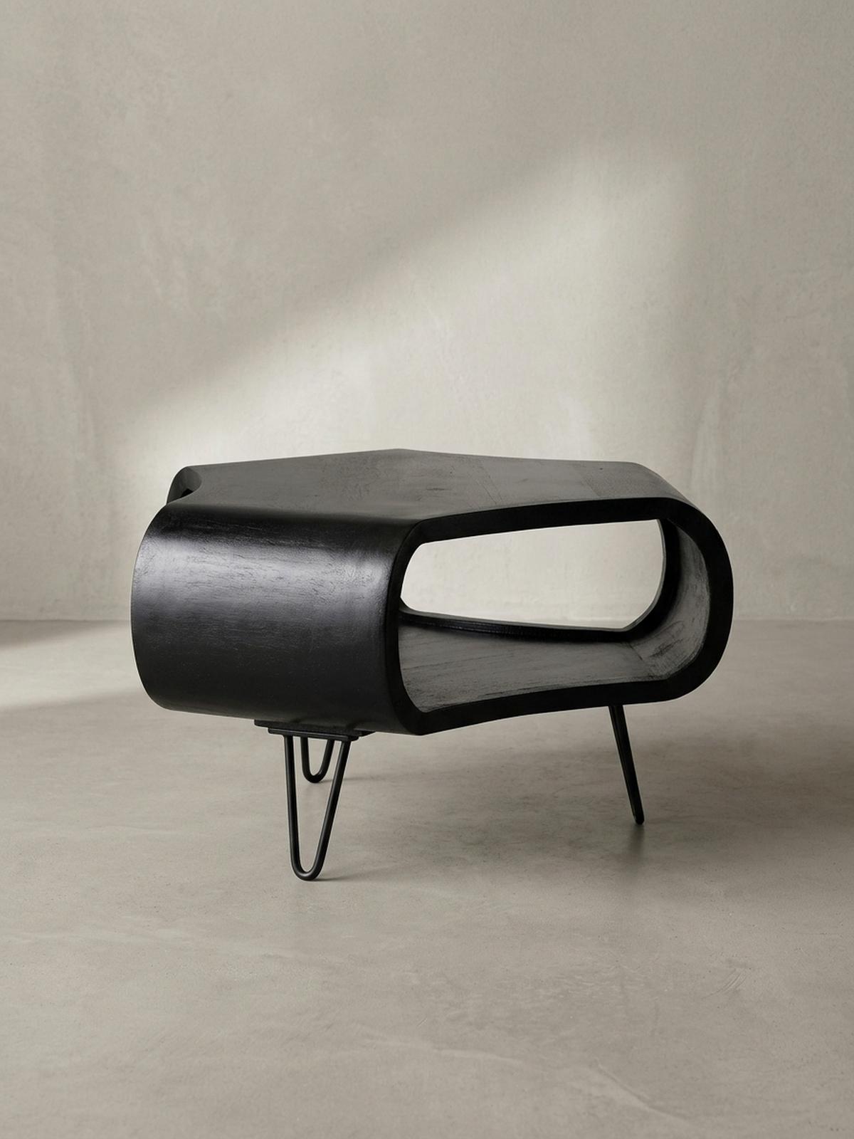 COUCHTISCH Schwarz Massivholz Mango mit Stauraum 60x60x35 cm Haarnadelbeine - Schwarz, Holz/Metall (60/60/35cm) - KADIMA DESIGN