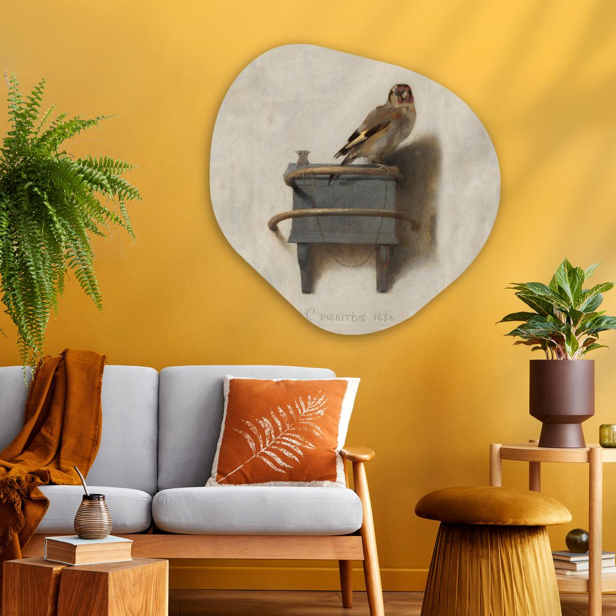 WANDBILD Stieglitz - Alter Meister - Carel Fabritius Room Decor 90x90 cm - Grau, Kunststoff (90/90cm) - MuchoWow