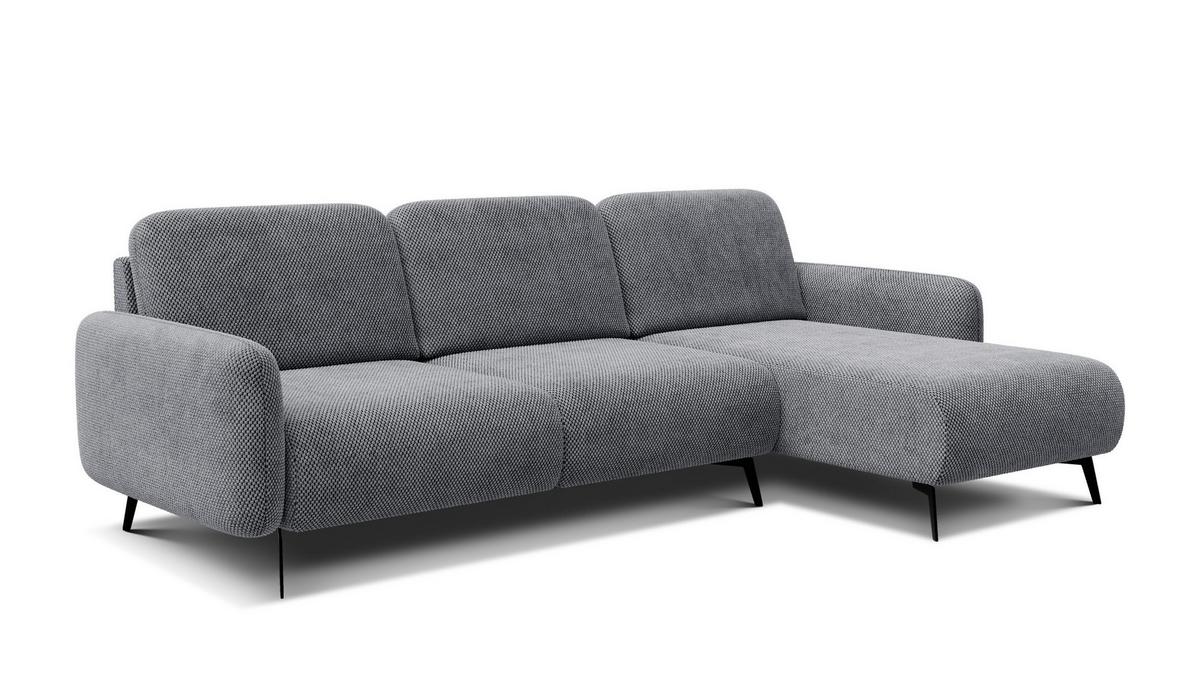 ECKSOFA FEBE 4-Sitzer rechts, grau - Schwarz/Grau, Holz/Textil (264/157cm) - Wozimo
