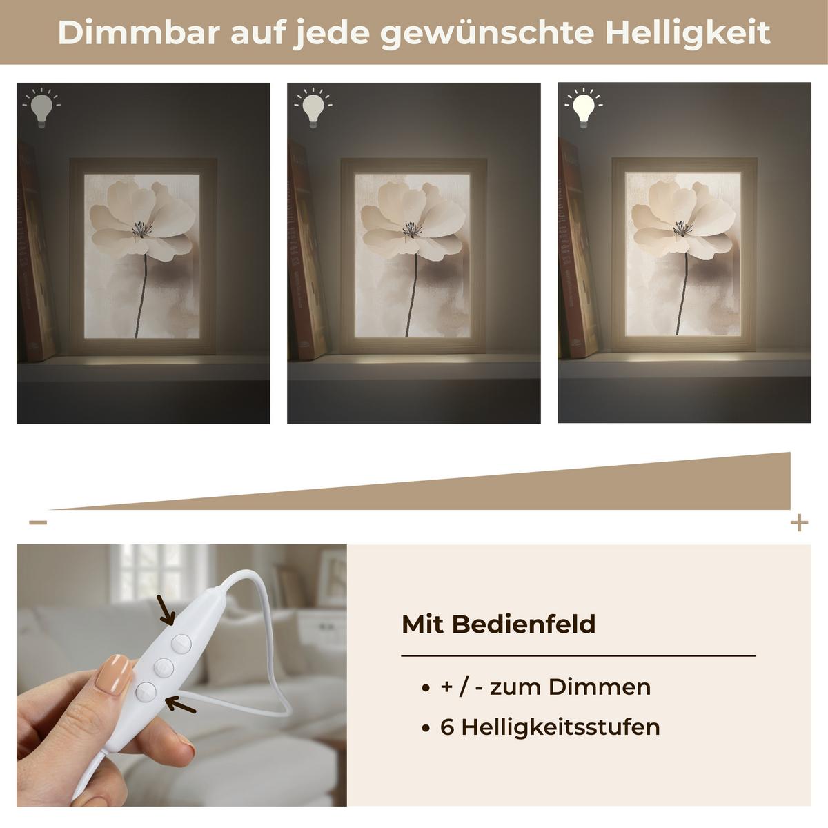 TISCHLEUCHTE Blume - Beige - Farbe - Schatten 15x20 cm - Alteiche, Holzwerkstoff (8/15/20cm) - OnlyWow