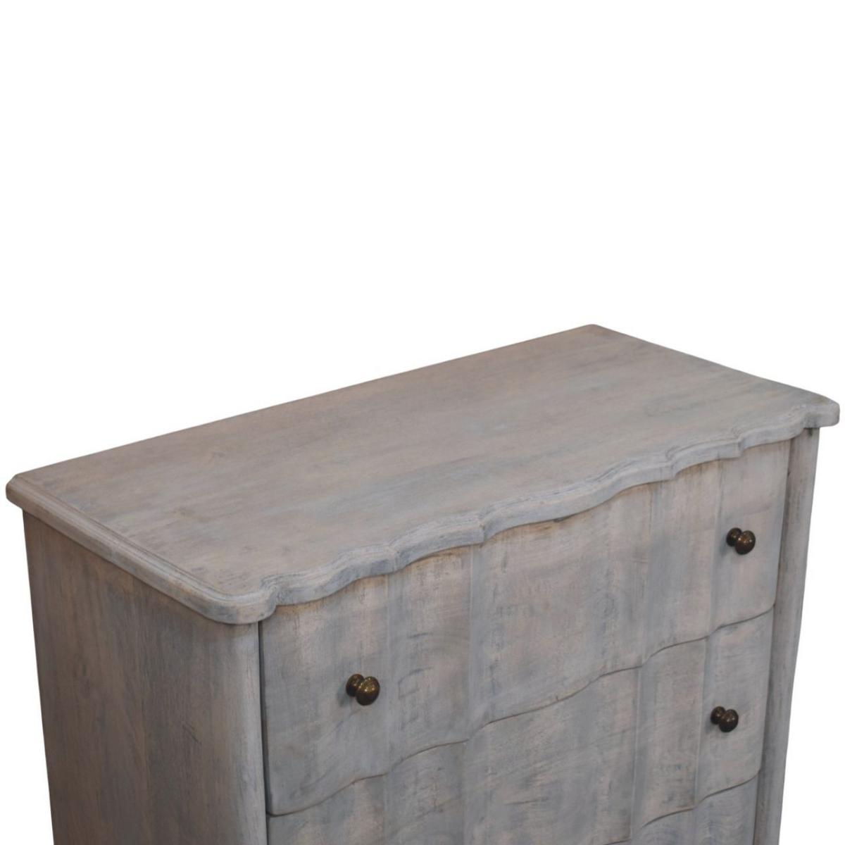KOMMODE mit Acid-Wash-Finish, 3 Schubladen, runde Füße, grau - Braun/Grau, Naturmaterialen/Holz (85/83/40cm) - Artisan Furniture