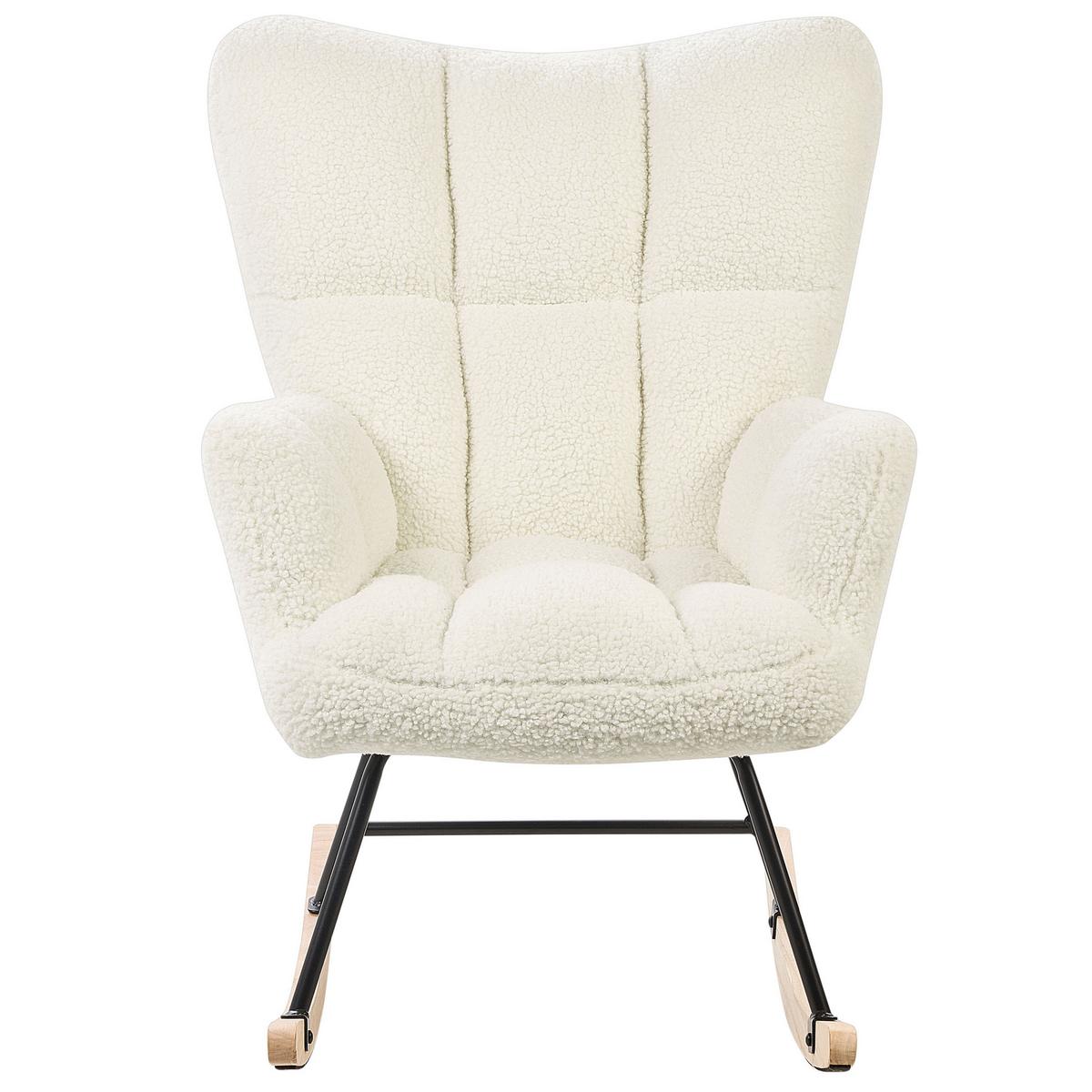SCHAUKELSESSEL Bouclé Weiß Oulu - Weiß, Textil/Metall (71/108/83cm) - Beliani