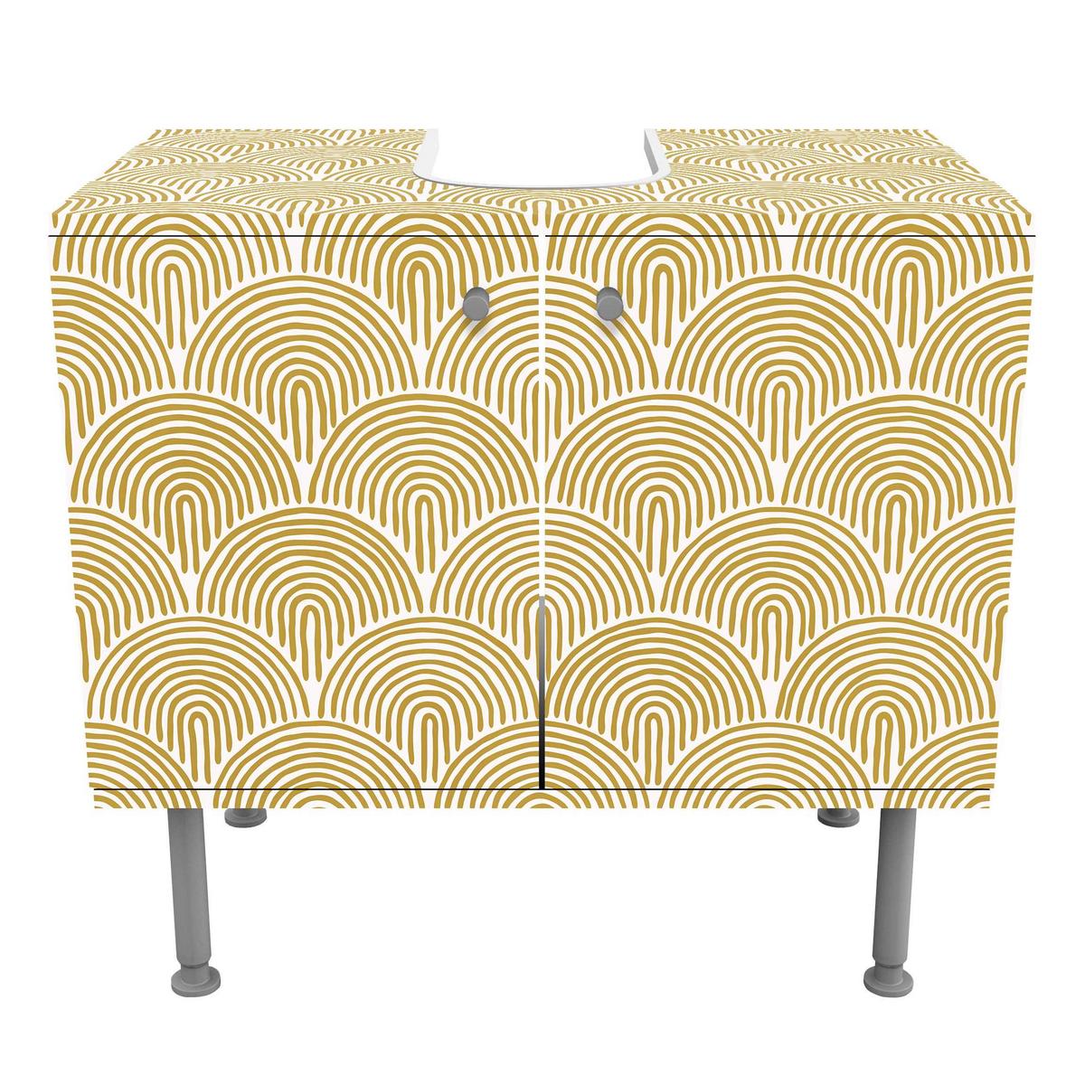 WASCHBECKENUNTERSCHRANK Boho Bogen Muster Gelb 60/55/35 cm - Gelb, Holzwerkstoff (60/55/35cm) - Bilderwelten