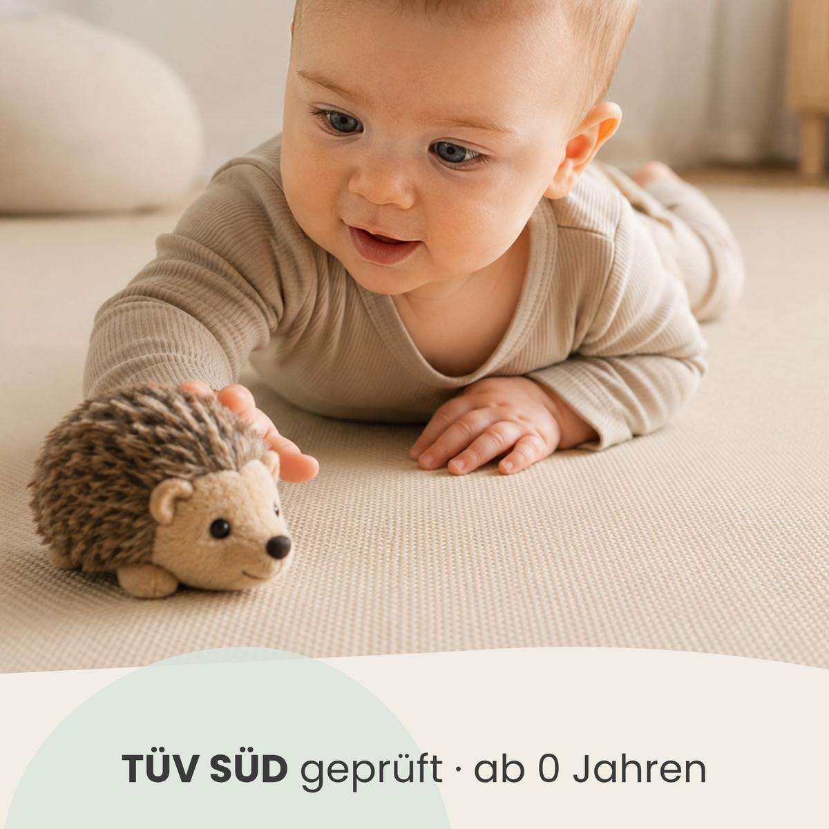 SPIELMATTE ab Null - 90/90/1 cm Puzzlematte Beige - Beige, Kunststoff (30/30cm) - Littletom