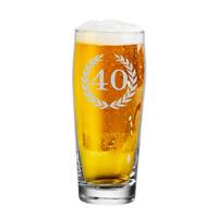 WILLI BECHER BIERGLAS MIT GRAVUR 40. Jubiläum transparent 0,5 l - Transparent, Glas (0.5L) - LUXENTU