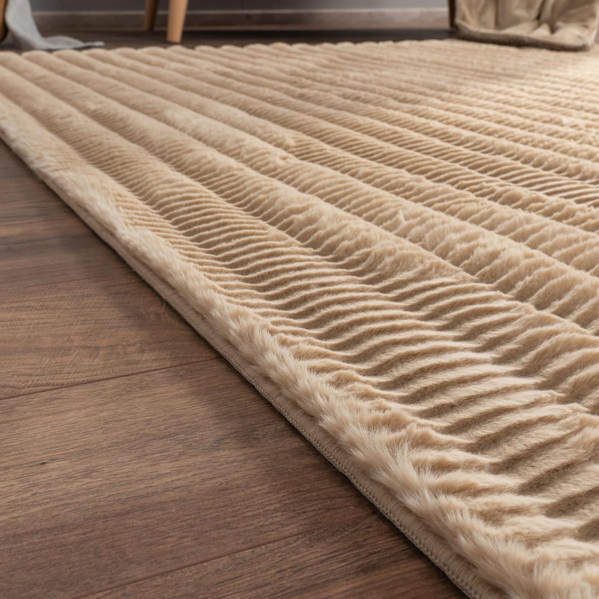 HOCHFLORTEPPICH, mit Struktur, Florhöhe 23 mm, Beige, 80 x 150 cm - Beige, Textil (150/80cm) - KADIMA DESIGN