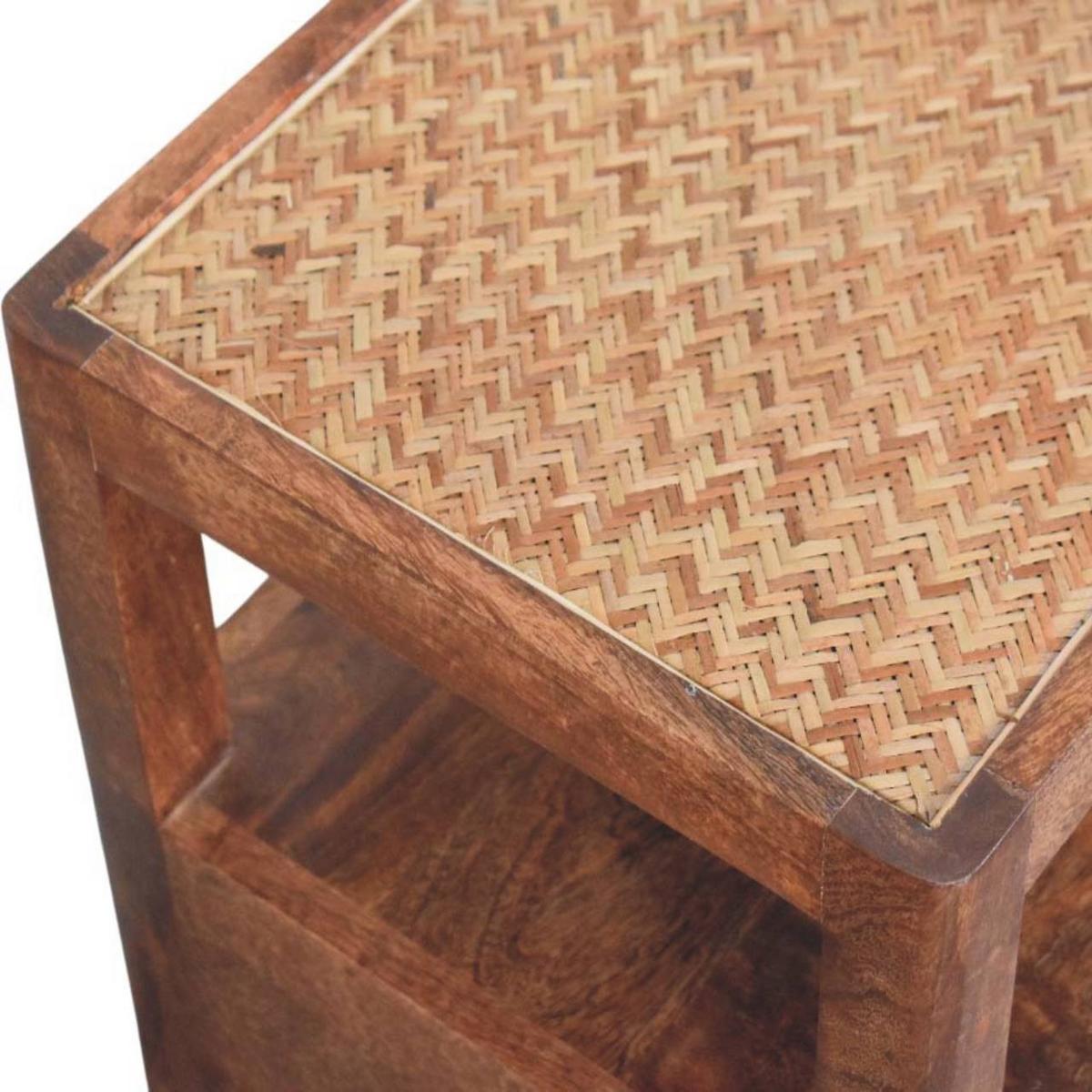 NACHTKASTEN The Caldera, 1 Schublade und Offenes Regal, Hellbraun - Dunkelbraun/Messingfarben, Holz/Metall (55/55/35cm) - Artisan Furniture