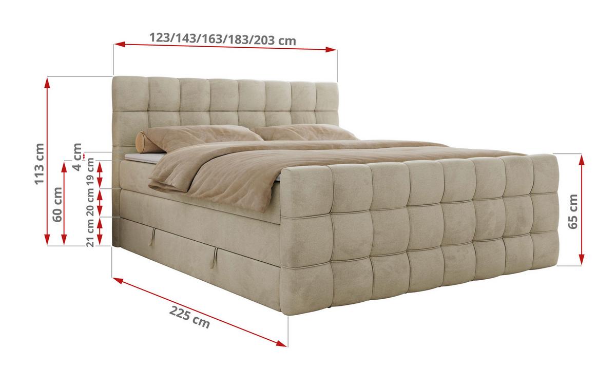 BOXSPRINGBETT ALTIVO KING DUO 200/200 - Beige Velvet - H4 - Beige, Textil (200/200cm) - MKS