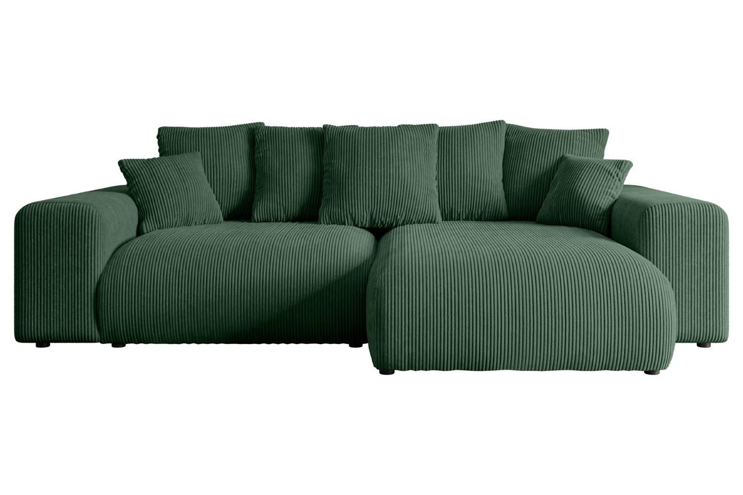 ECKSOFA Ottomane rechts ESKAR-L 266x176x72 Grün Cord - Schwarz/Grün, Holzwerkstoff/Kunststoff (176/266cm) - ALTDECOR