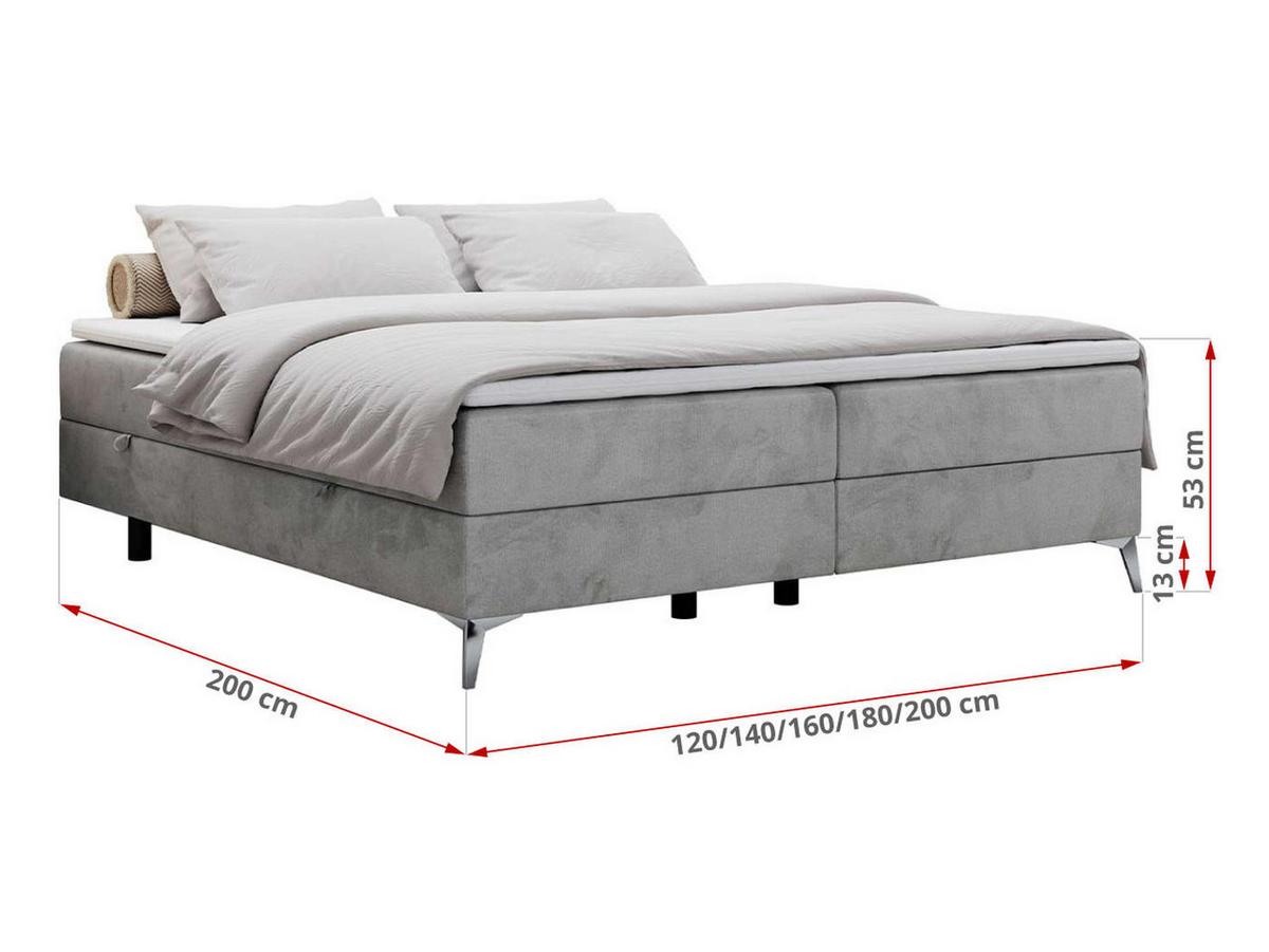 BOXBETT LESS 140/200 Hellgrau Velvet - H4 - Hellgrau, Holz/Textil (140/200cm) - MKS
