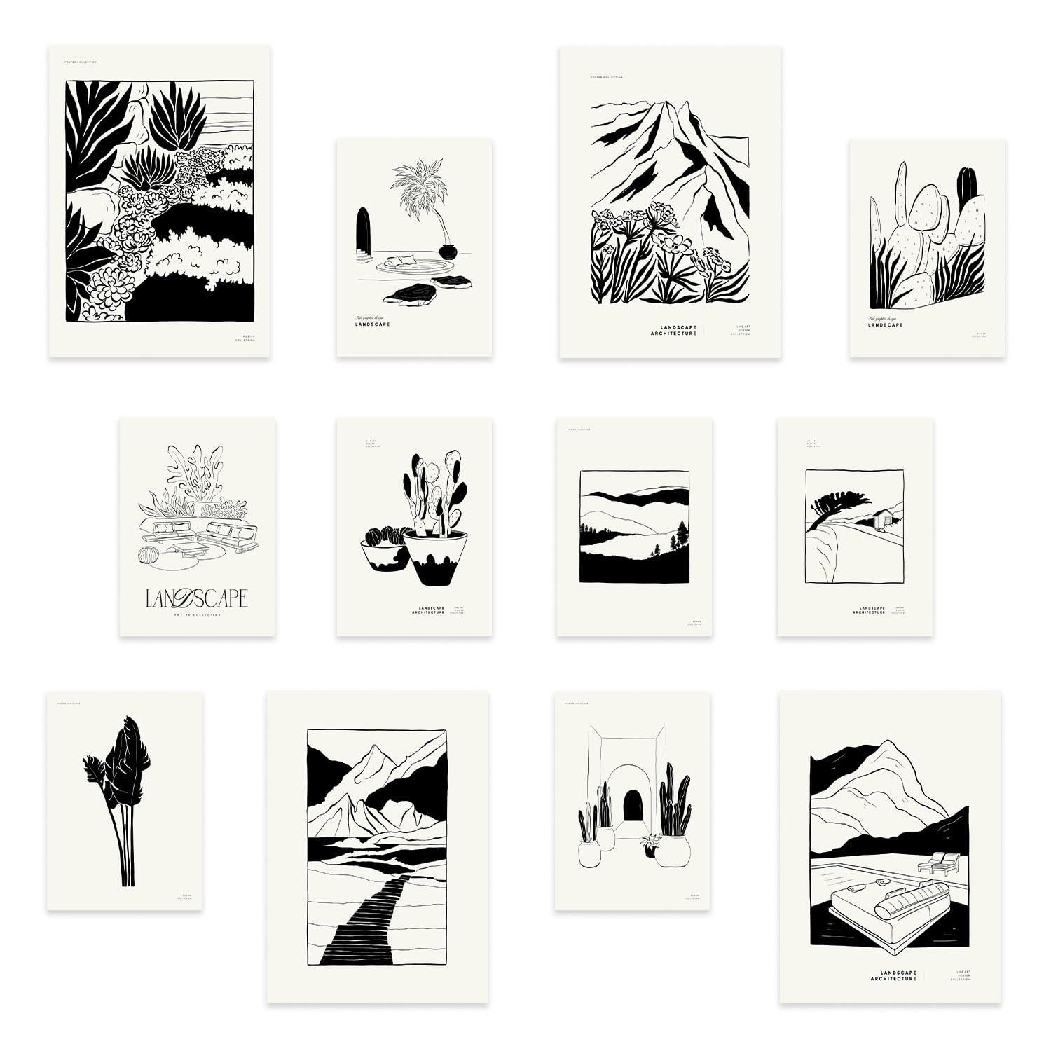 POSTER Set Mit 12 Modernmix 1 Landschaftsdrucke A3 Rahmenlos - Klar, Papier (29.7/5/42cm) - Nacnic