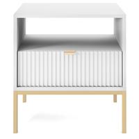 NACHTSCHRANK Vellore Weiß mit goldenem Gestell - Goldfarben/Weiß, Holzwerkstoff/Metall (54/56/39cm) - Selsey