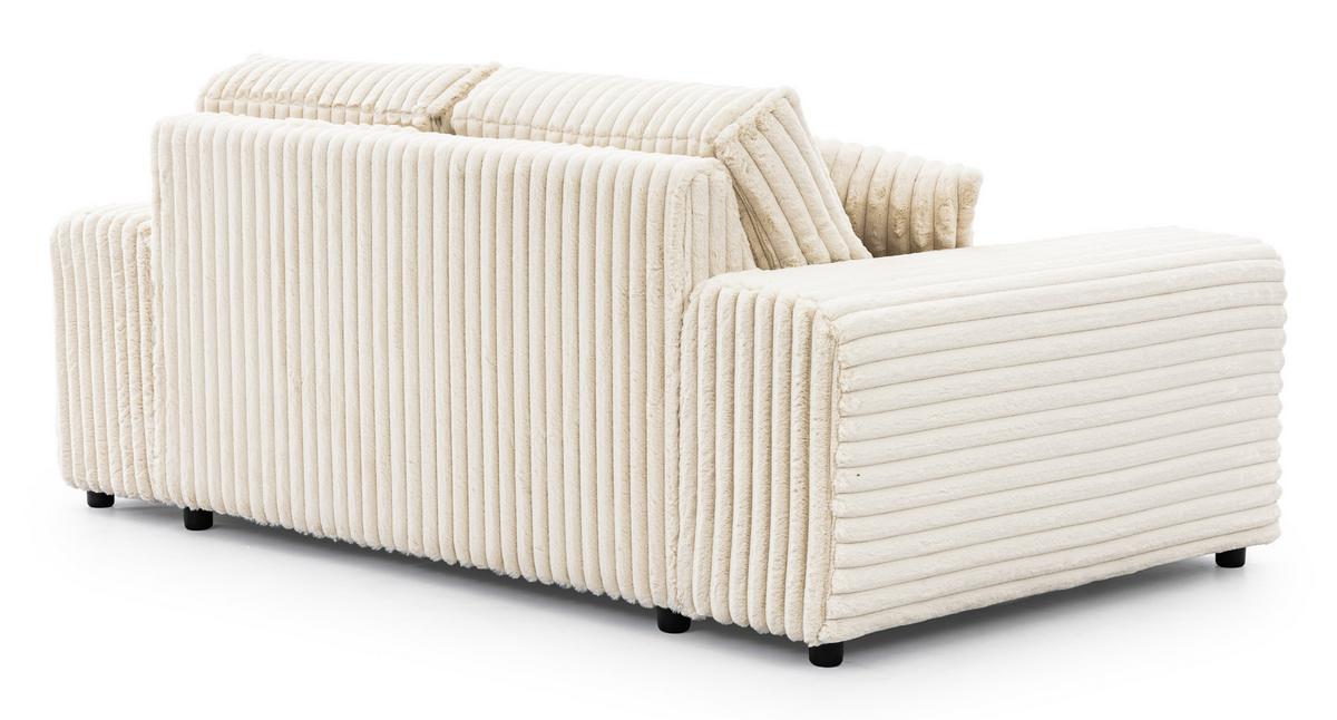 2-SITZER-SOFA Mollis Hellbeige Plüschcord - Beige/Schwarz, Holz/Kunststoff (178/79/108cm) - S-Style Möbel