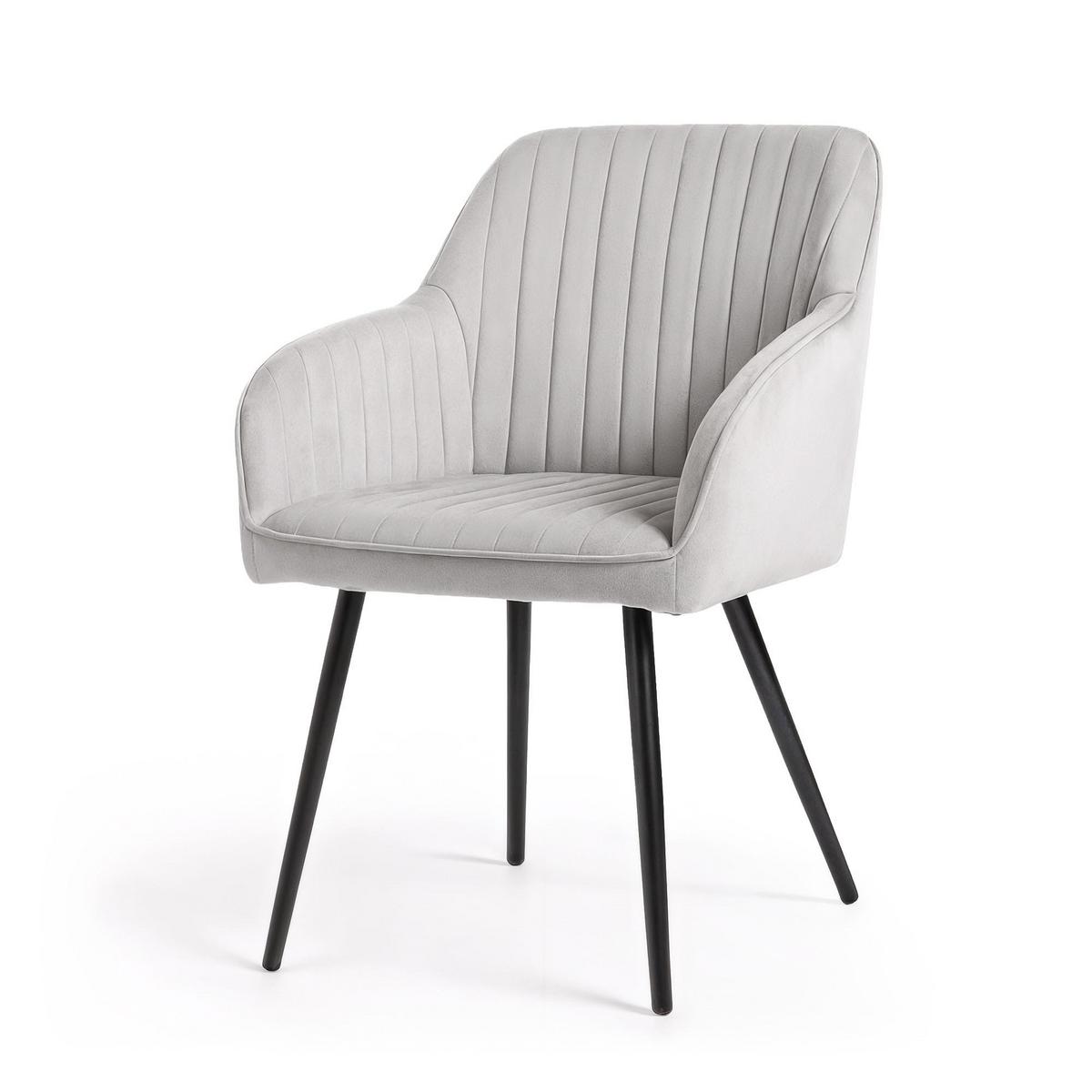 POLSTERSTUHL 2er Set, Metallbeine Grau 54,5/82/58 - Grau, Textil (55/82/52cm) - RAUMHIRSCH FURNITURE