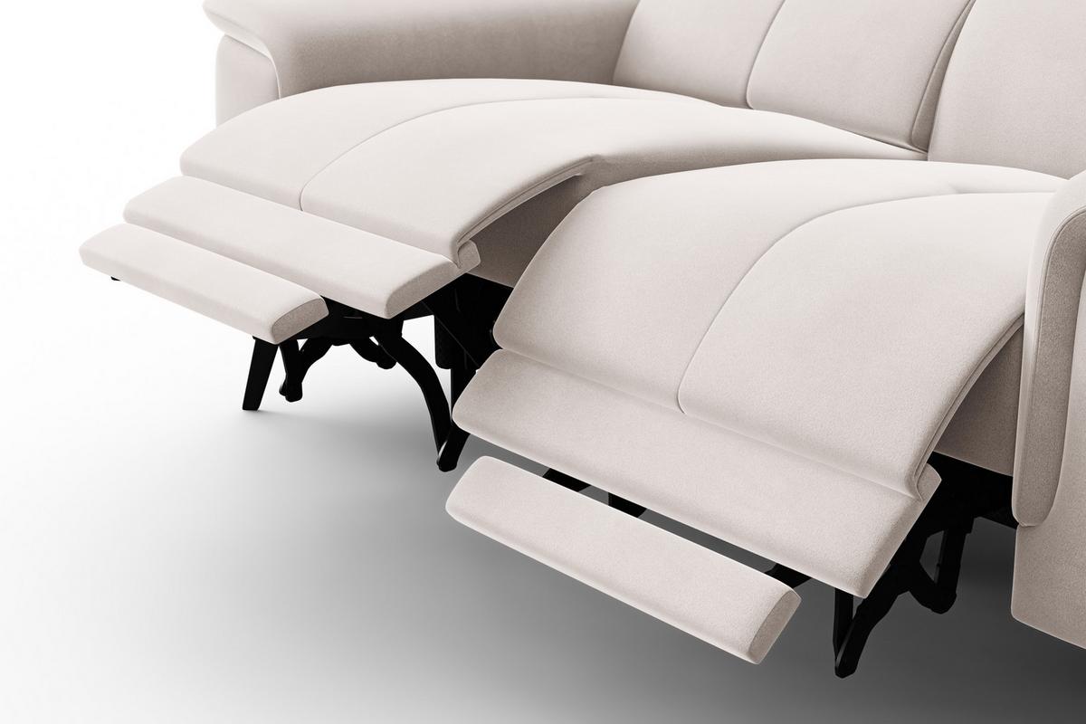 SOFA RELAX FIERO 2-Sitzer, Beiger Veloursstoff - Beige/Schwarz, Holz/Textil (170/82/103cm) - Courtois Laville