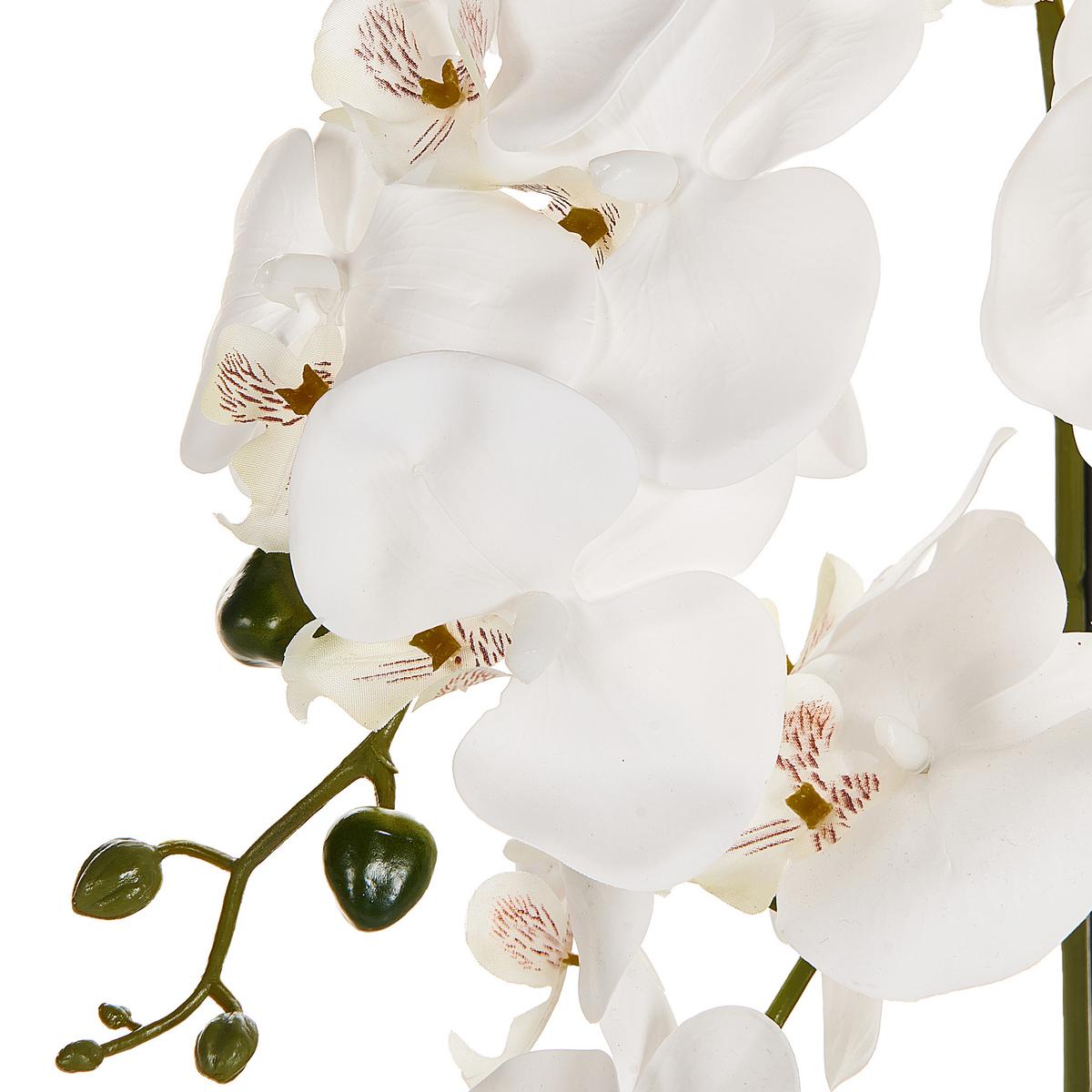 KUNSTPFLANZE im Blumentopf 65 cm Weiß Orchid - Weiß/Grün, Kunststoff (65cm) - Beliani
