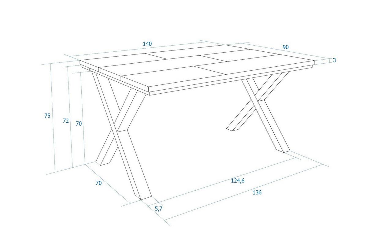 ESSTISCH, Dunkler Eiche, 140/90/74 cm - Dunkelbraun/Schwarz, Holzwerkstoff (140/90/74cm) - Skraut Home