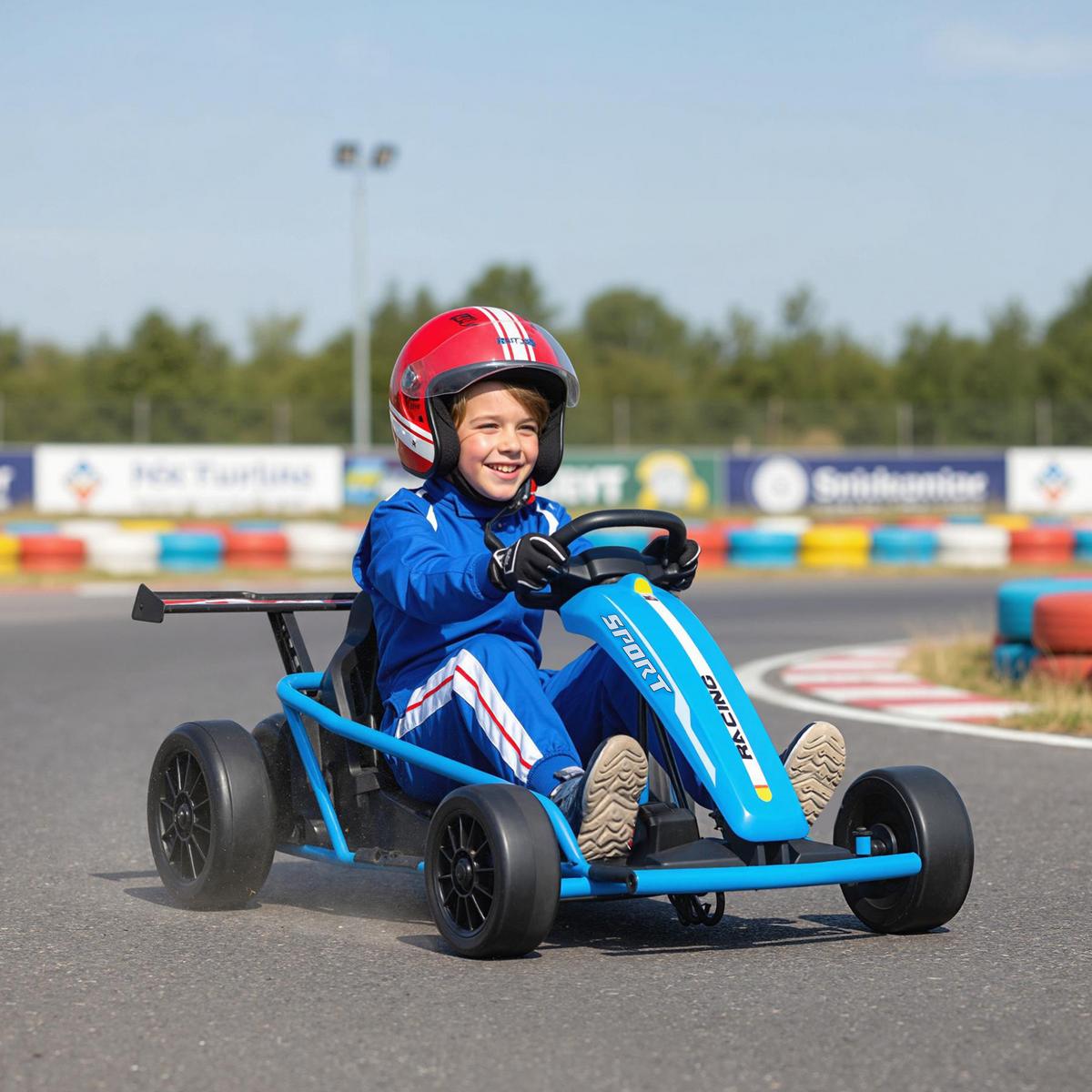 KINDER-ELEKTRO-GOKART 24 V 6-13km/h Musik und Hupe - Blau, Kunststoff (119/77/54cm) - AIYAPLAY