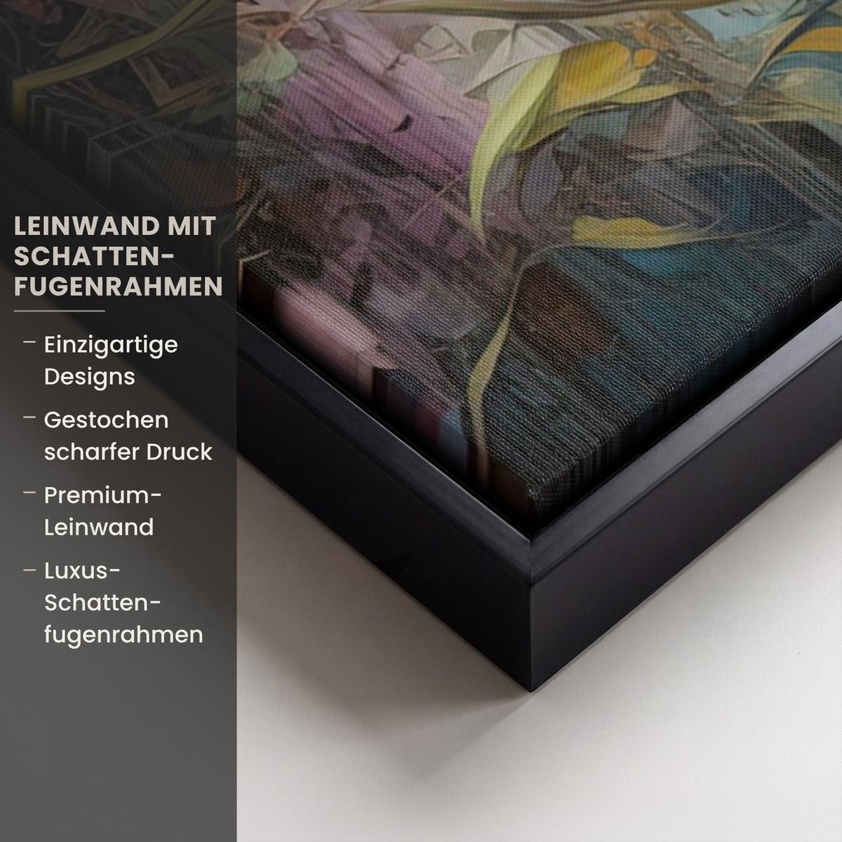 LEINWAND Bilder mit Rahmen - Blumen - Aquarell - Kunst - Botanisch - Natur - 40x60 - Orange, Textil (40/60cm) - MuchoWow