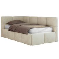 JUGENDBETT ARVO 90/200 - Beige Velvet - Foam-Matratze - Links Seite - Beige, Textil (90/200cm) - MKS