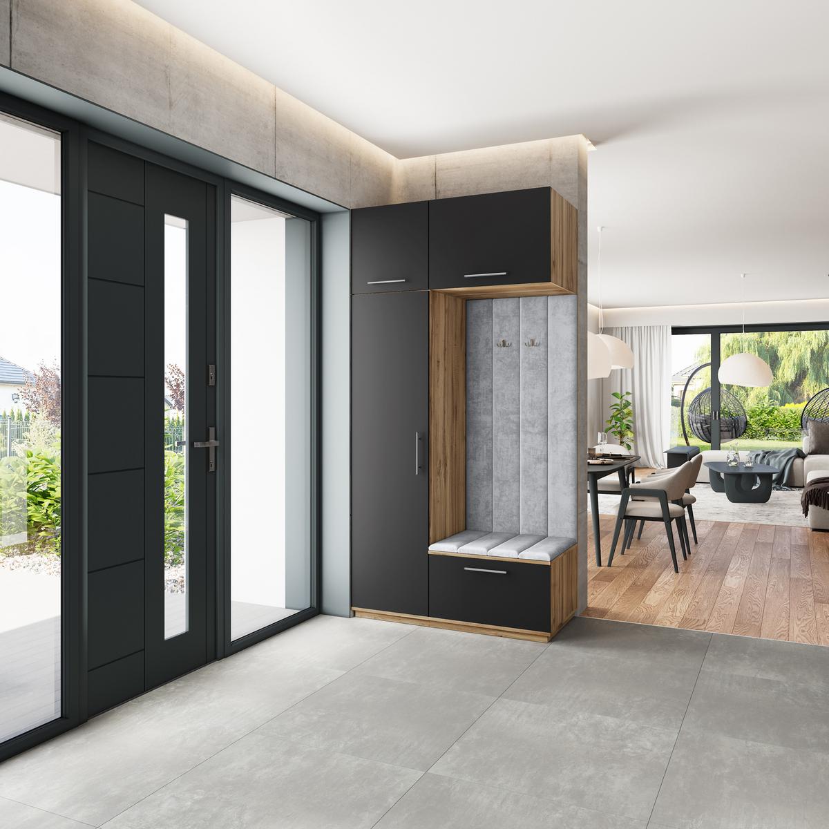 GARDEROBENSCHRANK REMA 120/240/60 cm Modern Eiche Wotan - Eiche Wotan/Hellgrau, Holzwerkstoff (120/240/60cm) - MASSENO