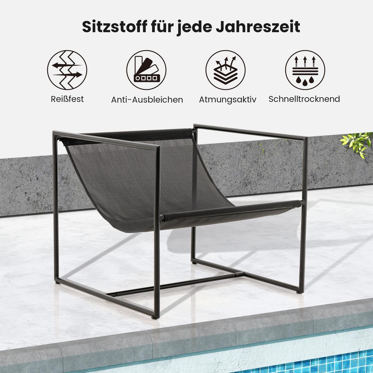 SLING-AKZENTSTÜHLE Navy(2er-Set) - Dunkelblau, Metall (71/61/71cm) - COSTWAY