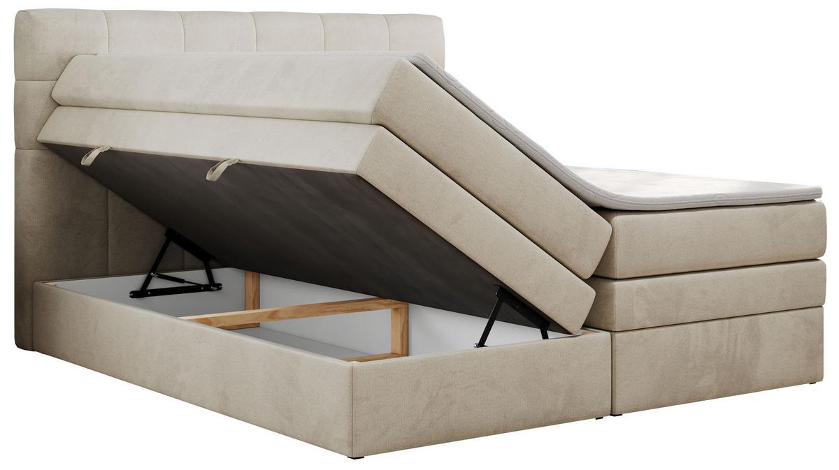 BOXSPRINGBETT LUKA KING 180/200 Beige Velvet - H3 - Beige, Holz/Textil (180/200cm) - MKS
