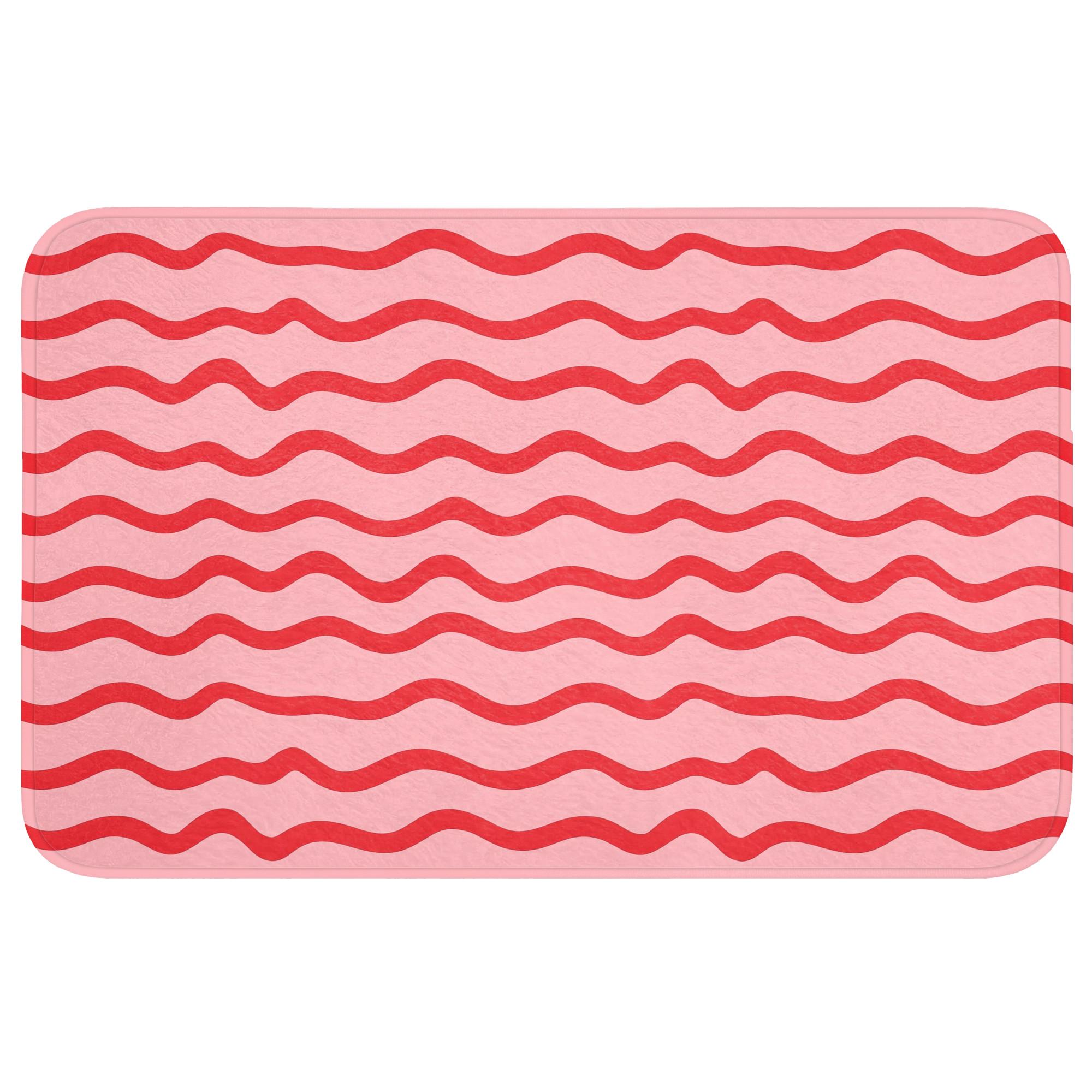 BADEMATTE Verspielt - Muster - Rot Badvorleger 80x50 cm - Rosa, Textil (80/50cm) - OnlyWow