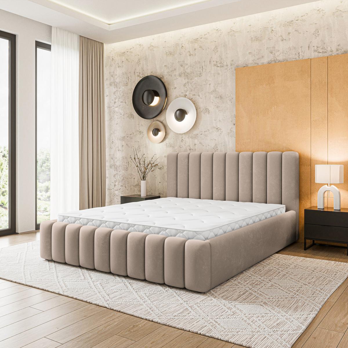 POLSTERBETT DINESE 140x200 cm mit Bettkästen - Beige - Beige, Holz (200/140cm) - MASSENO
