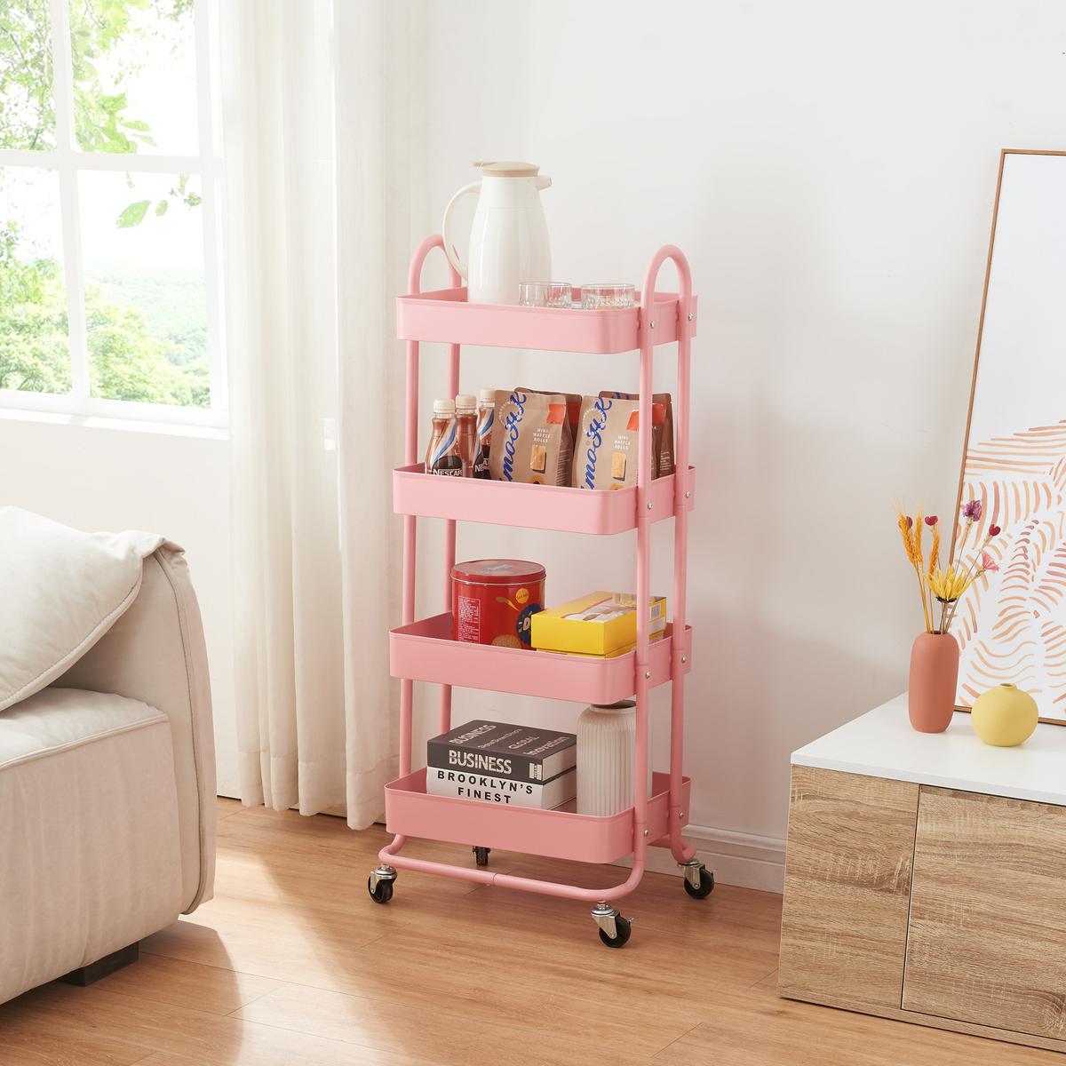 SERVIERWAGEN Pyhäntä - Pink, Metall (46/103.5/35cm) - [en.casa]