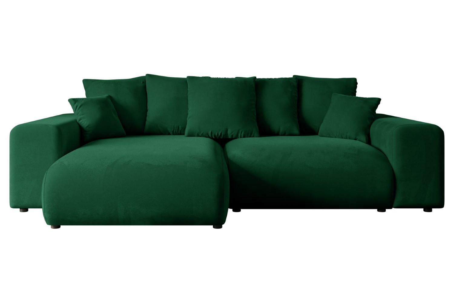 ECKSOFA Ottomane links ESKAR-L 266x176x72 Dunkelgrün Cord - Dunkelgrün/Schwarz, Holzwerkstoff/Kunststoff (266/176cm) - ALTDECOR