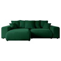 ECKSOFA Ottomane links ESKAR-L 266x176x72 Dunkelgrün Cord - Dunkelgrün/Schwarz, Holzwerkstoff/Kunststoff (266/176cm) - ALTDECOR