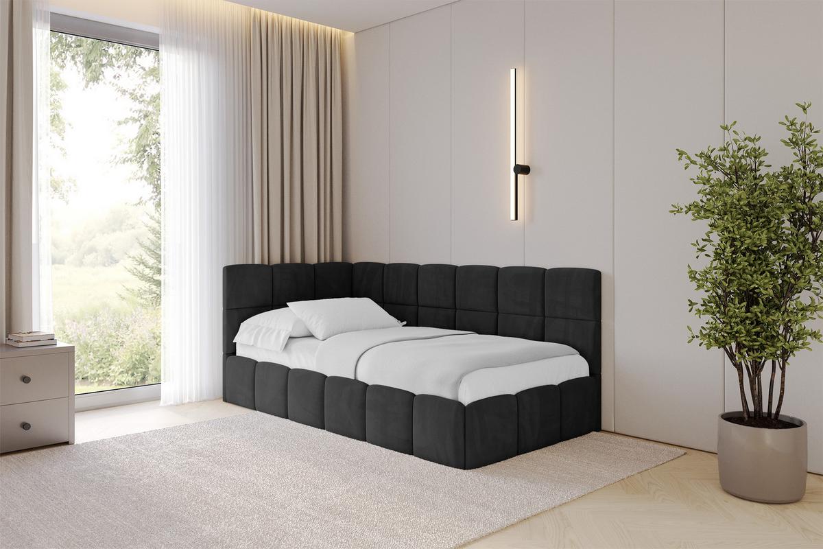 EINZELBETT Jugendbett mit Bettkasten Rechts, mit Matratze - LIVY 100x200 Schwarz - Schwarz, Holzwerkstoff/Textil (100/200cm) - ALTDECOR