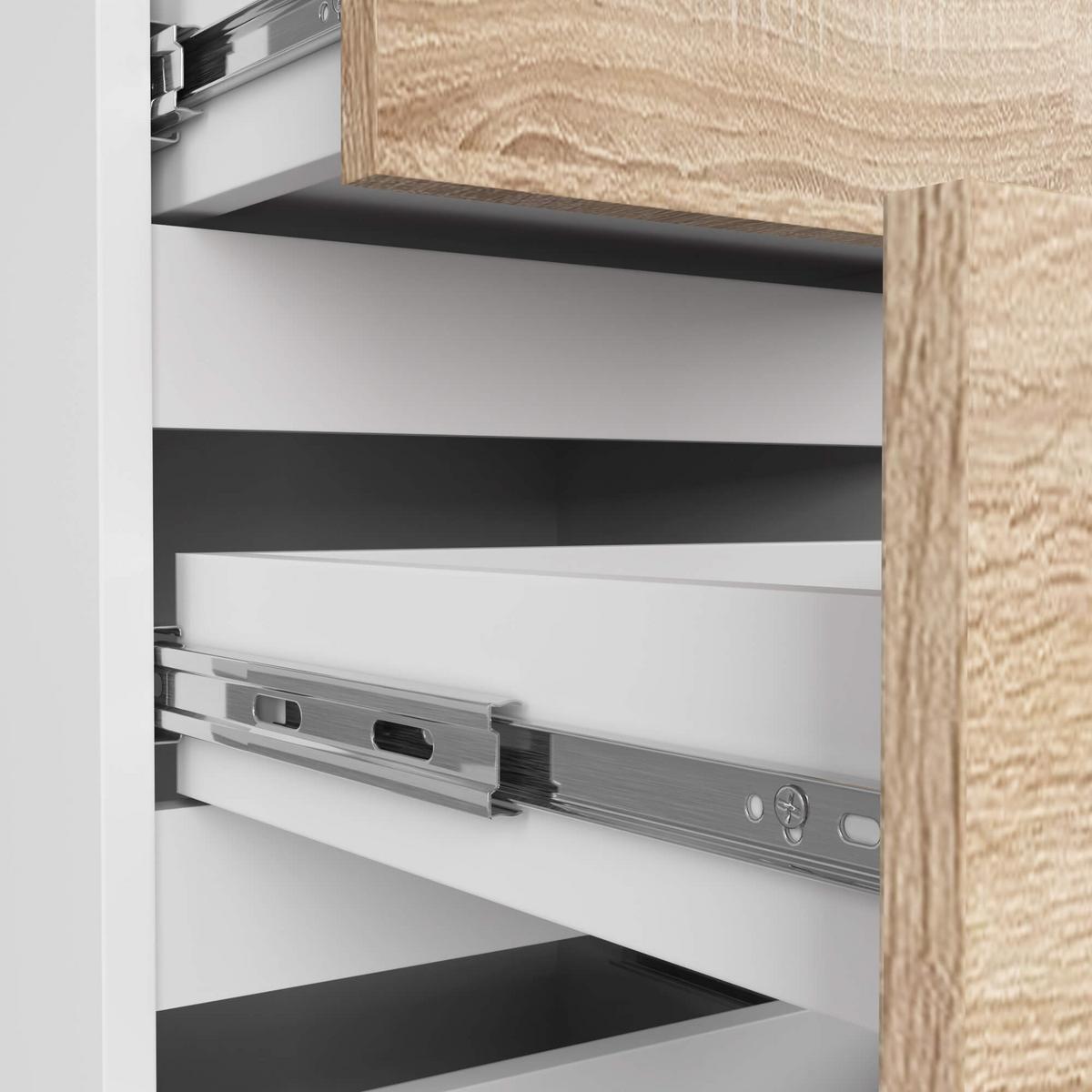 KOMMODE Weiß, Eiche Sonoma 74/40/35 - Weiß, Holzwerkstoff (40/74/35cm) - RAUMHIRSCH FURNITURE