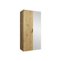 DREHTÜRENSCHRANK Malaga 100 mit Frontspiegel - Eiche Artisan, Holzwerkstoff (100/202/52cm) - MIRJAN24