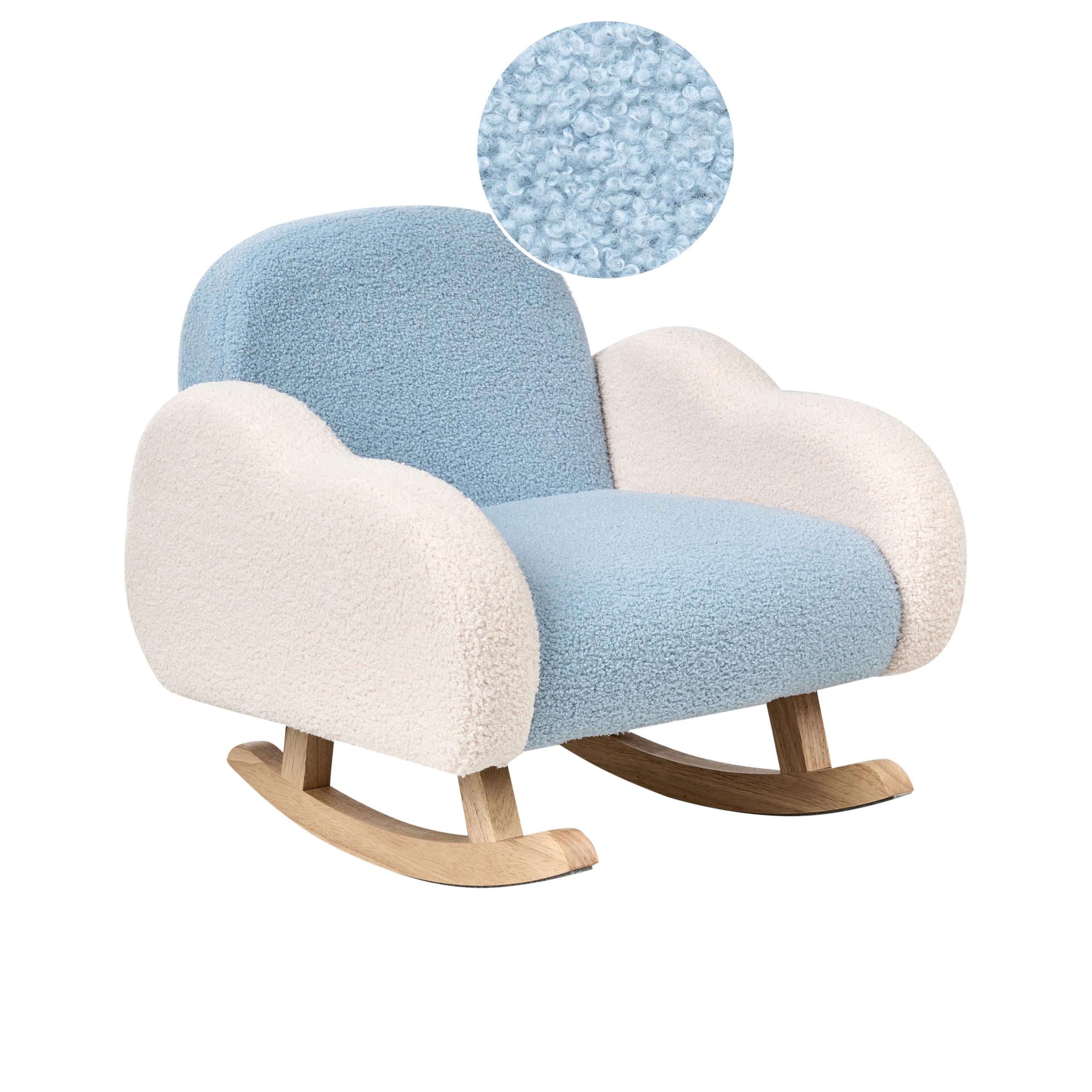 KINDERSCHAUKELSTUHL Cremeweiß Skare - Blau/Braun, Textil (54/52/54cm) - Beliani