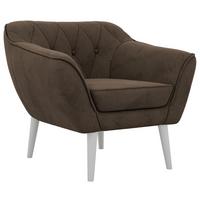 SESSEL PIRS - Braun Velvet - Weiße Beine - Dunkelbraun/Braun, Holzwerkstoff/Textil (80/75/74cm) - MKS