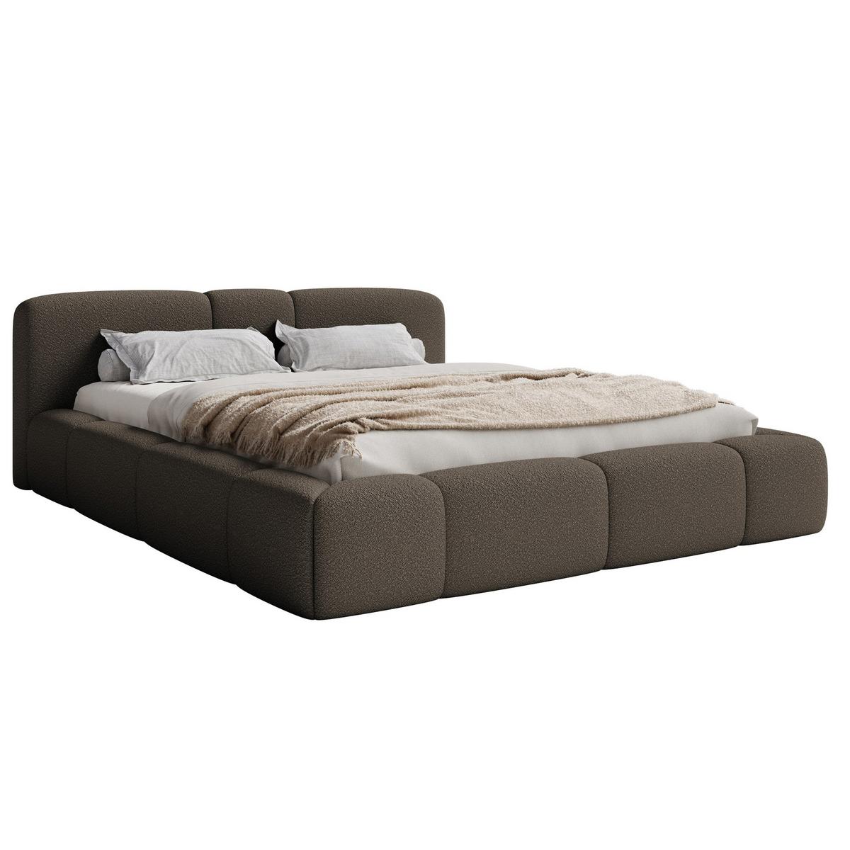 POLSTERBETT Bowia, Braun Bouclé, 160x200 cm - Schwarz/Braun, Textil (160/200cm) - Selsey