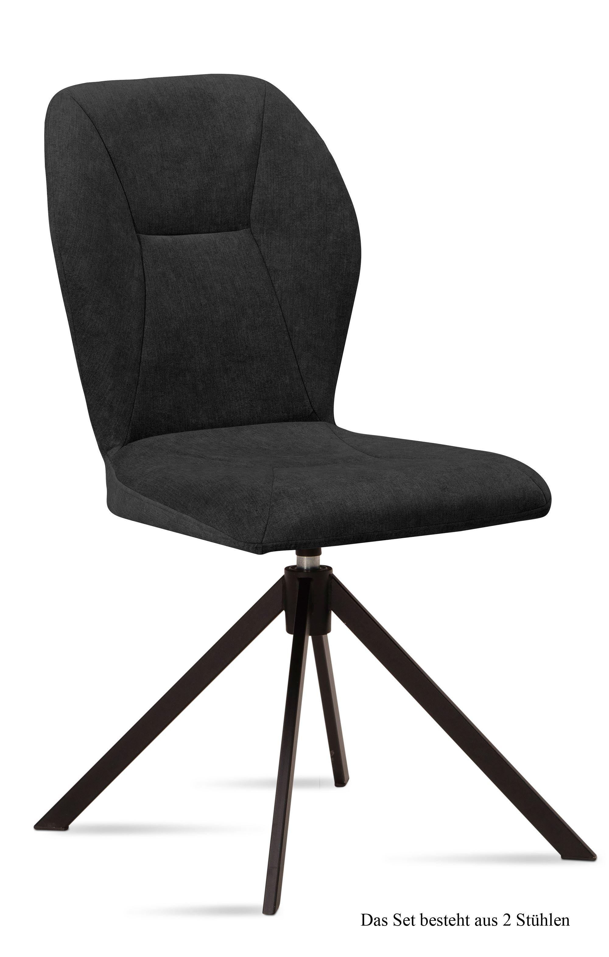 ESSZIMMERSTUHL drehbar (2er-Set) Denyse 51x92x60 Schwarz/Anthrazit - Anthrazit/Schwarz, Kunststoff (60/92/51cm) - 58aufmkessel