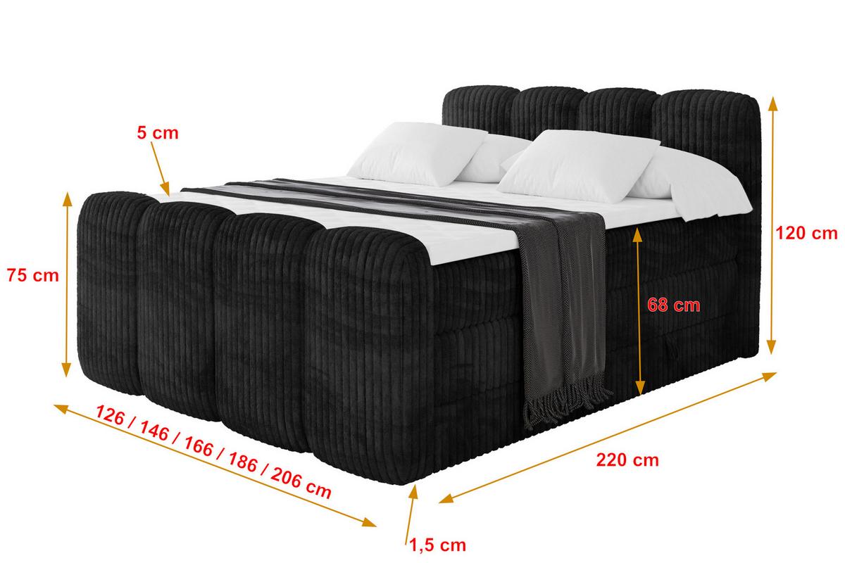 BOXBETT mit Matratze H3|H4 und Lattenrost - NINA-Z KING - 160x200 cm Tila - Schwarz - Graubraun, Holzwerkstoff (160/200cm) - ALTDECOR