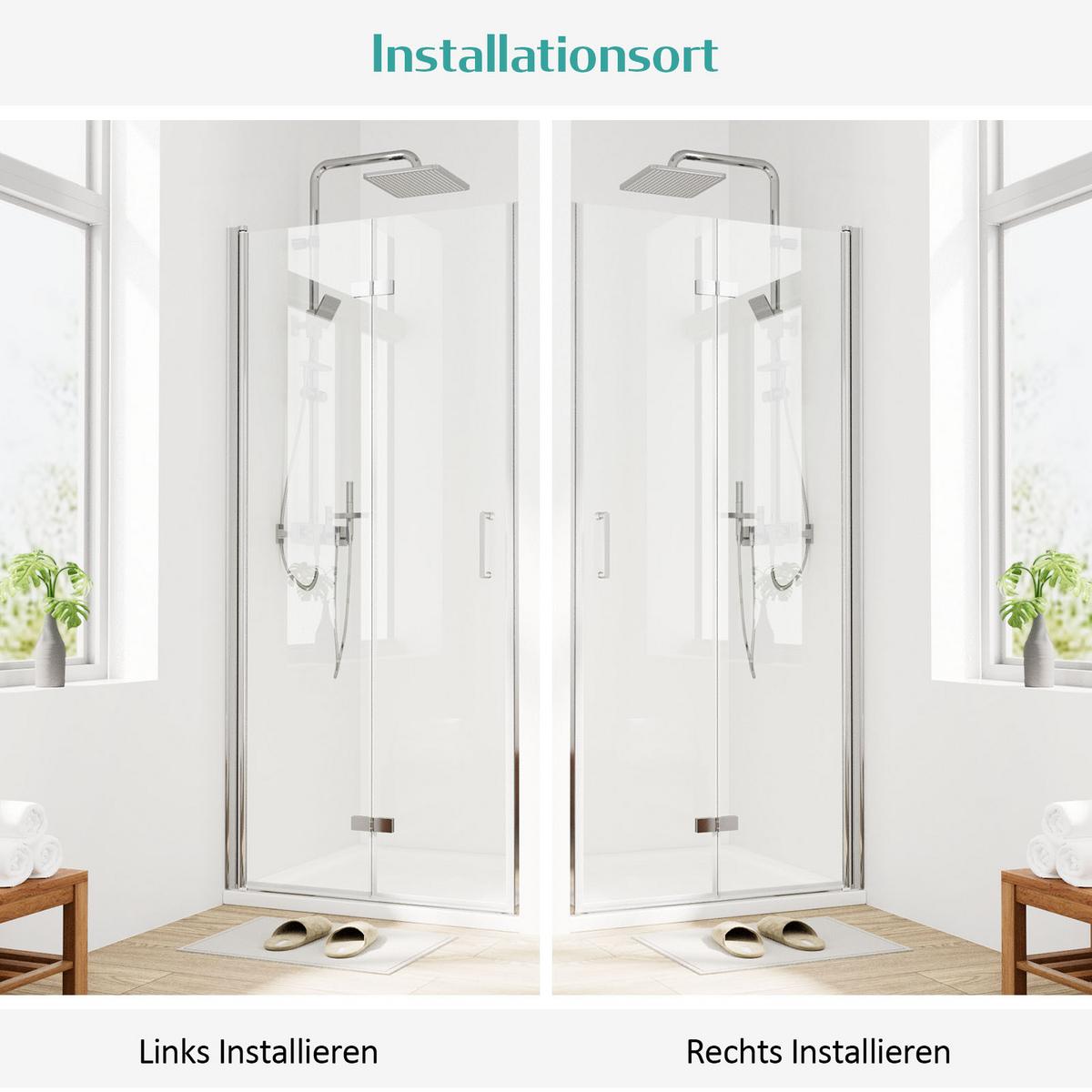 DUSCHKABINE für Nische Drehfalttür Profil Chrom Klarglas 80/195 cm - Chromfarben, Glas (80/195cm) - EMKE