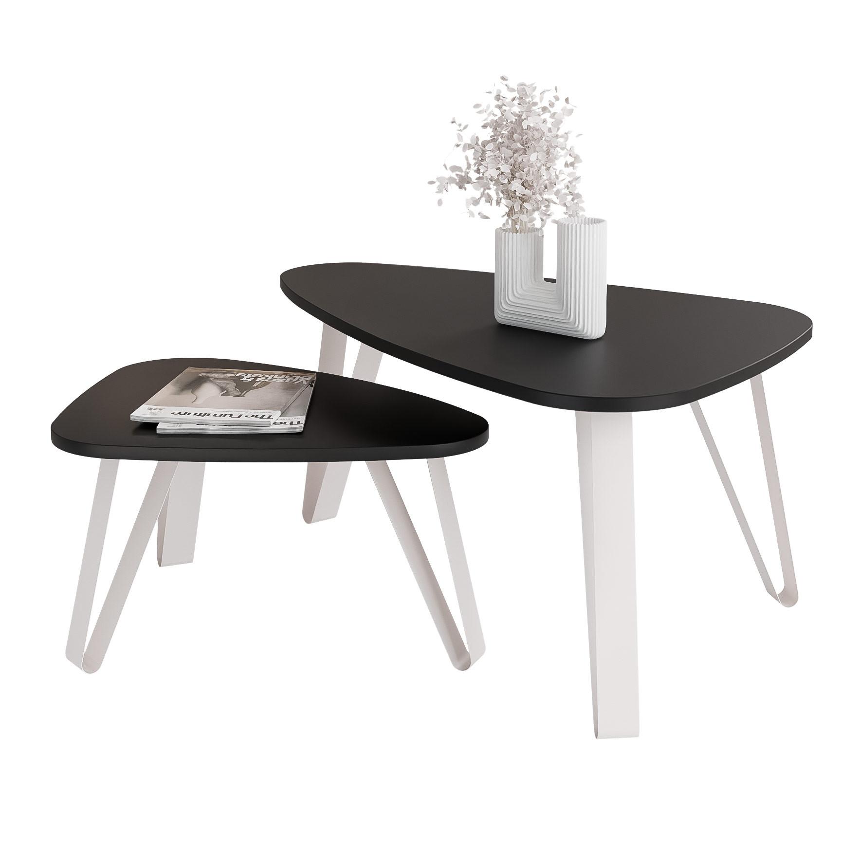 SATZTISCH NOA Stahlgestell, Freiform, Kaschmir / Schwarz Molet - Kaschmir/Schwarz, Holzwerkstoff/Metall (94/60/42cm) - Idohome