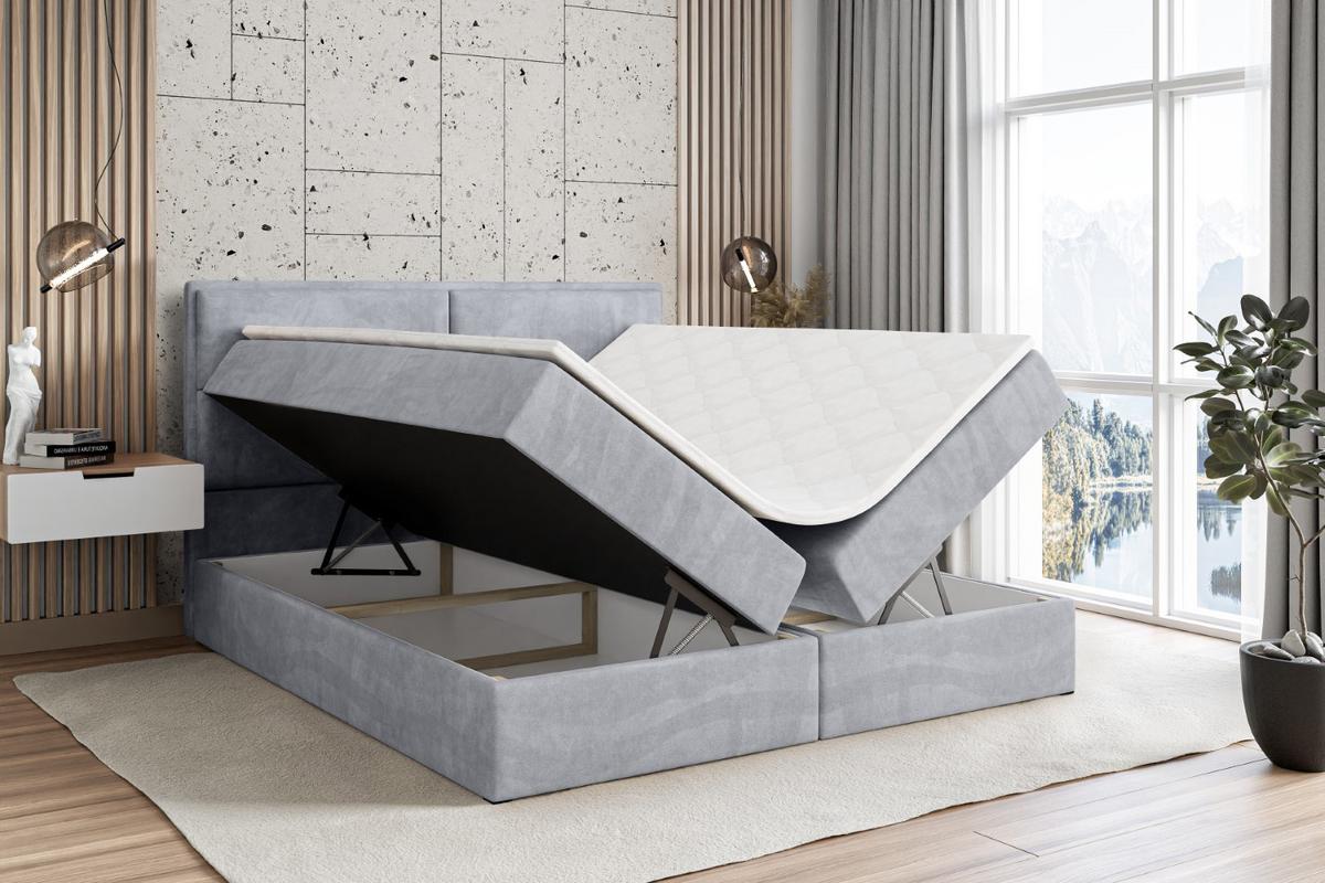 BOXBETT mit Matratze H3 und Lattenrost - AURA - 140x200 Hellgrau - Hellgrau, Holzwerkstoff (140/200cm) - ALTDECOR